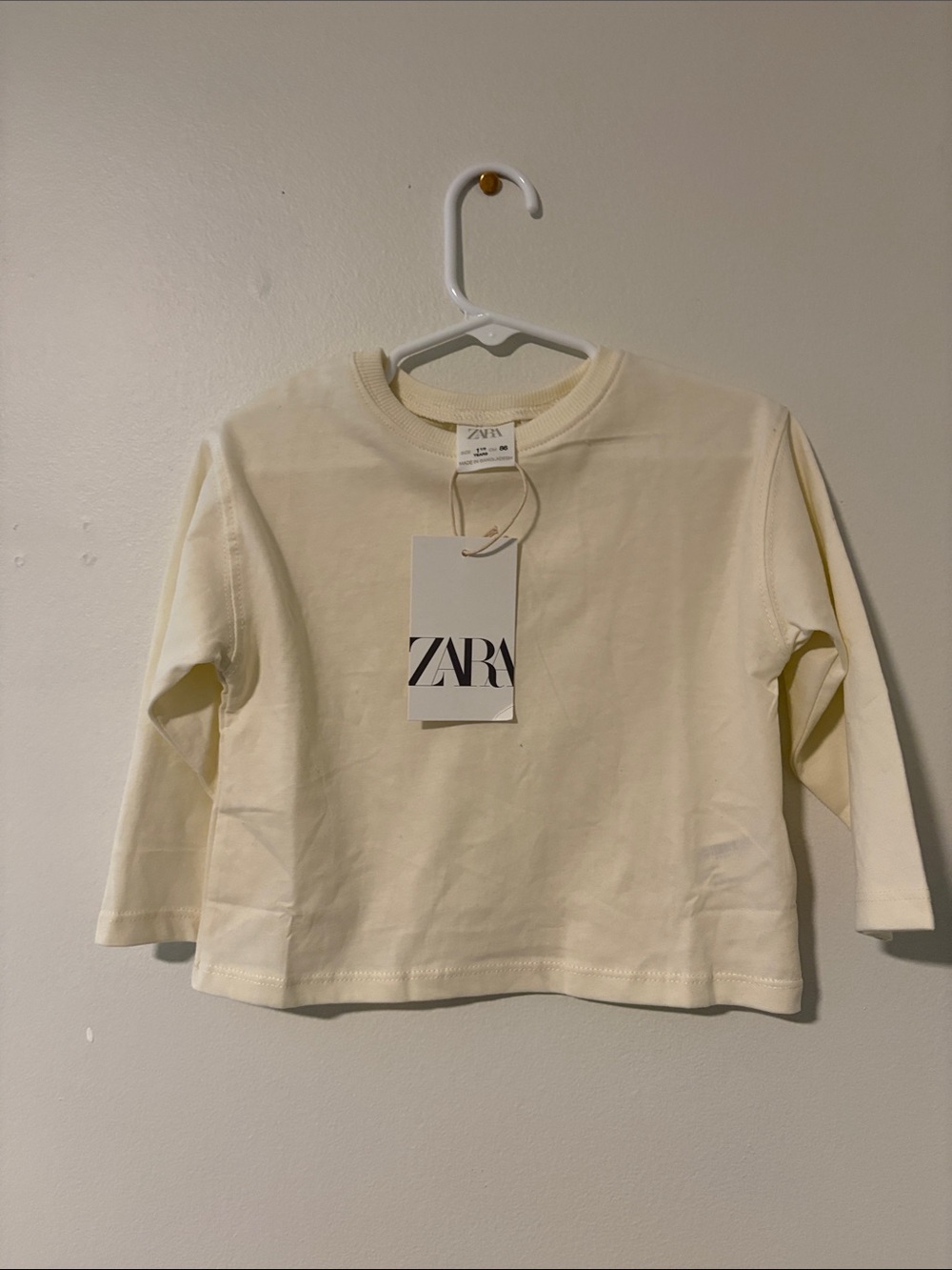 ZARA Kids Pale Cream Long Sleeve Tee